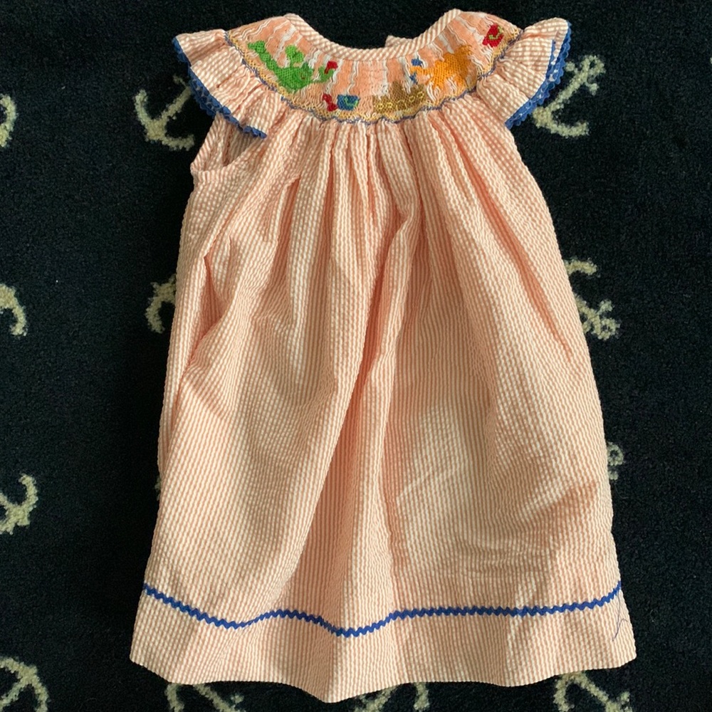 Vive la Fete smocked sandcastle crab dress